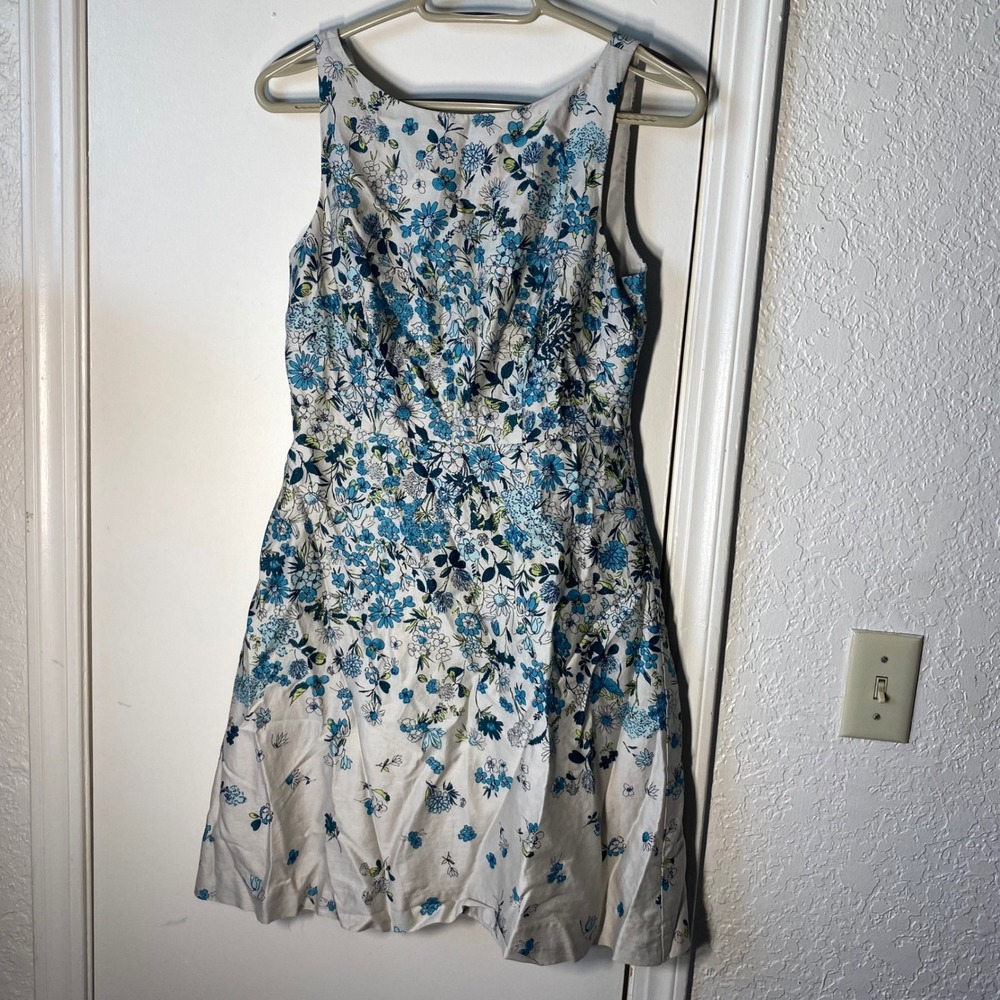 Loft Outlet Womens Blue Floral Sleeveless V-Back Y2K Spring dreas Size 2